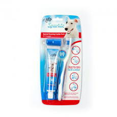 Στοματική υγιεινή σκύλου με οδοντόβουρτσες και οδοντόκρεμα φυστικοβούτυρου - AFP Sparkle