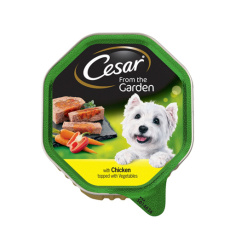 Πλήρης τροφή σε δισκάκι για ενήλικους μικρόσωμους σκύλους με κοτόπουλο και λαχανικά - Cesar Garden 150g