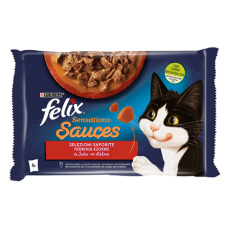 Πολυσυσκευασία φακελάκια γάτας με γαλοπούλα/μπέικον-βοδινό/ντομάτα - Felix Multipack Sensations Sauces 4*85g