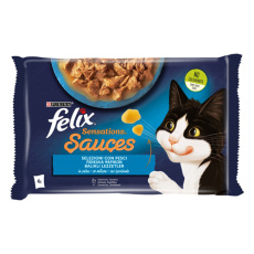 Πολυσυσκευασία φακελάκια γάτας με σολομό και σαρδέλες σε σάλτσα - Felix Multipack Sensations Sauces 4*85g