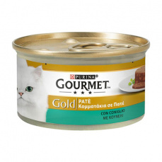 Κονσέρβα γάτας με πατέ σε διάφορες γεύσεις - Gourmet Gold 85g Κουνέλι