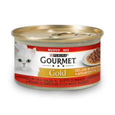 Κονσέρβα γάτας με πλούσια σάλτσα σε διάφορες γεύσεις - Gourmet Gold Απόλαυση της Σάλτσας Βοδινό