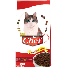 Ξηρά τροφή για ενήλικες γάτες με μοσχάρι, συκώτι και λαχανικά - Le Chef Μοσχάρι 15kg