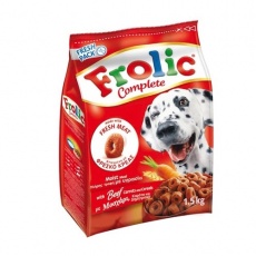 Μαλακή ξηρά τροφή για σκύλους με μοσχάρι,καρότα και δημητριακά - Frolic 1.5kg
