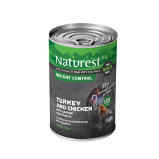 Πλήρης τροφή σε κονσέρβα για σκύλους στειρωμένους ή/και με τάση παχυσαρκίας με αρνί - Naturest Adult Weigt Control Turkey & Chicken 400g