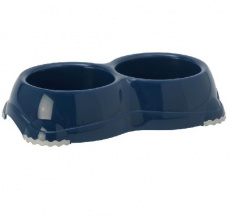 Διπλό πλαστικό μπολ φαγητού / νερού με αντιολισθητική βάση σε διάφορα χρώματα - Pet Camelot 2*330ml Μπλε