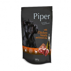 Υγρή τροφή σε φακελάκι για σκύλους με καρδιά κοτόπουλου και καστανό ρύζι - Piper Chicken Heart, Carrot, Brown Rice 500g