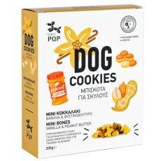 Φουρνιστά μπισκότα σκύλου με βανίλια/φυστικοβούτυρο - PQP Cookies Bones Vanilla/Peanut Butter 200g