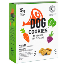 Φουρνιστά μπισκότα σκύλου με μοσχάρι/λαχανικά - PQP Cookies Hearts Vegetables 200g