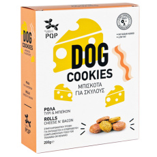 Φουρνιστά μπισκότα σκύλου με τυρί/μπέικον - PQP Cookies Rolls Cheese/Bacon 200g