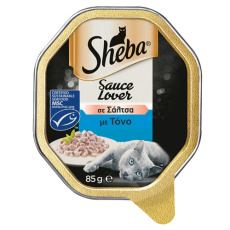 Πλήρης τροφή γάτας σε δισκάκι με κομματάκια τόνου σε σάλτσα - Sheba Tuna 85g