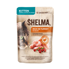 Φιλετάκια γαλοπούλας και κράνμπερι σε σάλτσα για γατάκια - Shelma Kitten Turkey 85g