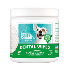 Πανάκια για αφαίρεση πέτρας και πλάκας από τα δόντια σκύλου και γάτας - Tropiclean Dental Wipes (50 τεμάχια)