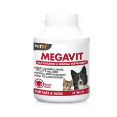 Διατροφικό συμπλήρωμα με ποικιλία βιταμινών και αλάτων για σκύλους και γάτες - Megavit (30 δισκία)