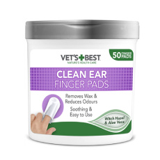 Πανάκια δαχτύλου μιας χρήσης για τον καθαρισμό των αυτιών του σκύλου - Vet's Best Clean Ear Finger Pads (50 τεμάχια)