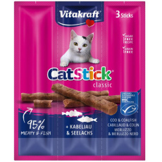 Μαλακές λωρίδες κρέατος ή ψαριού για γάτες - Vitakraft Sticks (3 τεμάχια) Μπακαλιάρος-Τόνος