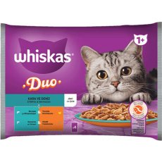 Πολυσυσκευασία φακελάκια για γάτες με κρέατα και ψάρια σε ζελέ - Whiskas Duo Στεριά & Θάλασσα 4*85g