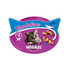Τραγανό σνακ για γάτες με σολομό - Whiskas Temptations Salmon 60g