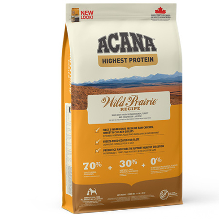 Βιολογικά κατάλληλη ξηρά τροφή με υψηλή πρωτεΐνη από ποικιλία πουλερικών  - Acana Highest Protein Wild Prairie