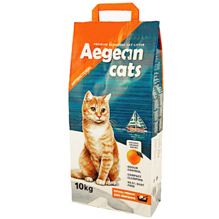 Άμμος συγκόλλησης για γάτες με άρωμα πορτοκαλιού - Aegean Cats Orange 10kg