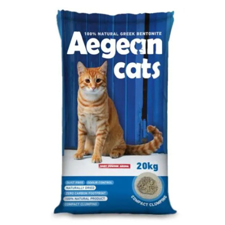 Άμμος συγκόλλησης για γάτες με άρωμα πούδρας - Aegean Cats Baby Powder 20kg