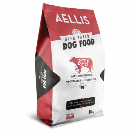 Ελληνική τροφή για σκύλους με μοσχάρι, λαχανικά και ελαιόλαδο ψημένη στο φούρνο - Aellis Beef 10kg