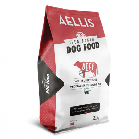 Ελληνική τροφή για σκύλους με μοσχάρι, λαχανικά και ελαιόλαδο ψημένη στο φούρνο - Aellis Beef 2kg