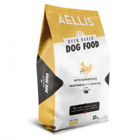 Ελληνική τροφή για σκύλους με κοτόπουλο, λαχανικά και ελαιόλαδο ψημένη στο φούρνο - Aellis Chicken 10kg