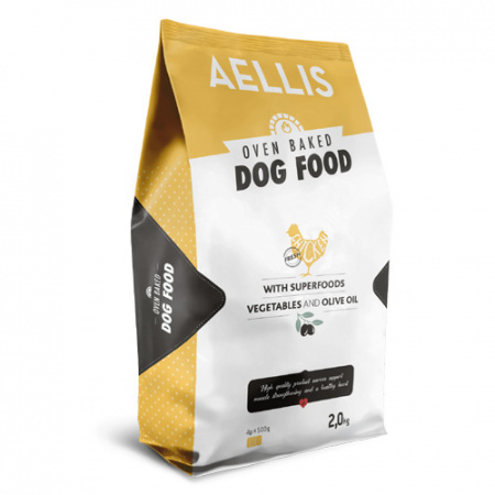 Ελληνική τροφή για σκύλους με κοτόπουλο, λαχανικά και ελαιόλαδο ψημένη στο φούρνο - Aellis Chicken 2kg