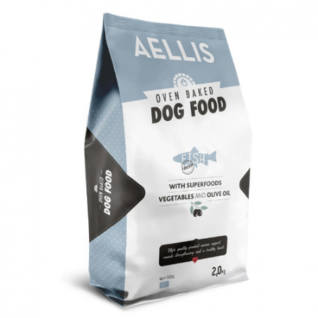 Ελληνική τροφή για σκύλους με σαρδέλα, λαχανικά και ελαιόλαδο ψημένη στο φούρνο - Aellis Fish 2kg