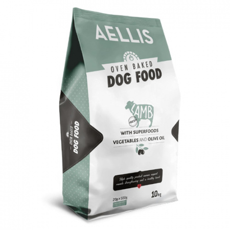 Ελληνική τροφή για σκύλους με πρόβατο, λαχανικά και ελαιόλαδο ψημένη στο φούρνο - Aellis Lamb 10kg