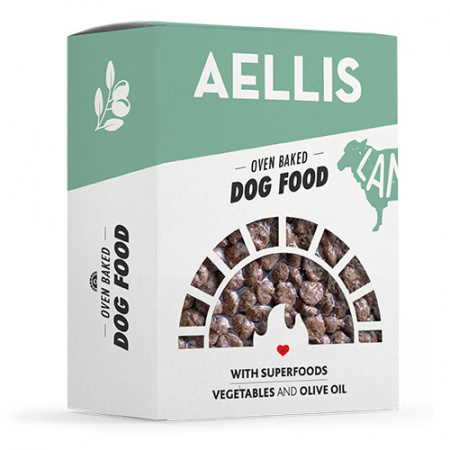Ελληνική τροφή για σκύλους με πρόβατο, λαχανικά και ελαιόλαδο ψημένη στο φούρνο - Aellis Lamb 250g