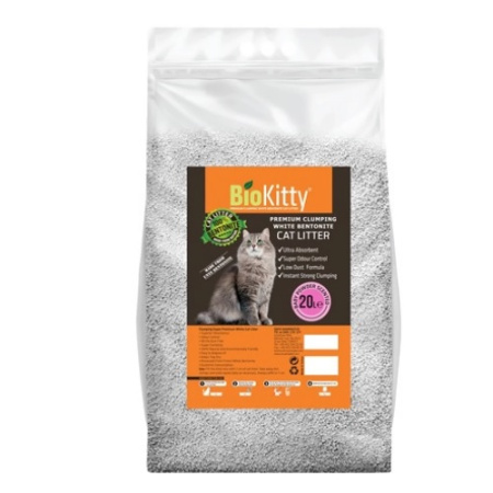 Άμμος υγιεινής για γάτες με υψηλή συγκόλληση με άρωμα πούδρας - Bio-Kitty Baby Powder 20L