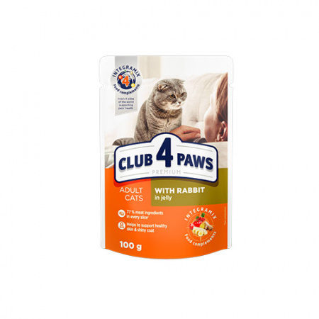 Φακελάκι γάτας με ζελέ σε διάφορες γεύσεις - Club 4 Paws Κουνέλι 100g