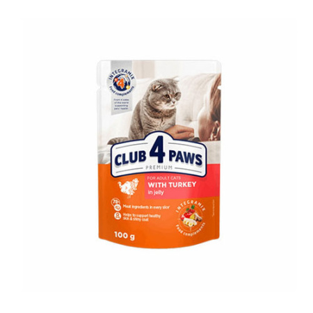 Φακελάκι γάτας με ζελέ σε διάφορες γεύσεις - Club 4 Paws Γαλοπούλα 100g