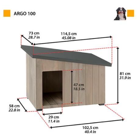 Ξύλινο σπιτάκι σκύλου για εξωτερικούς χώρους - Ferplast Argo 100 (114.5*73*81cm)