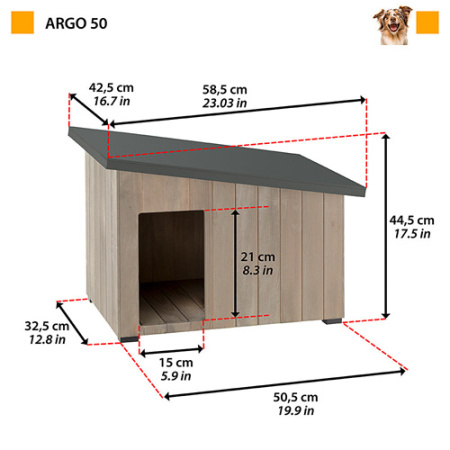 Ξύλινο σπιτάκι σκύλου για εξωτερικούς χώρους - Ferplast Argo 50 (58.5*42.5*44.5cm)