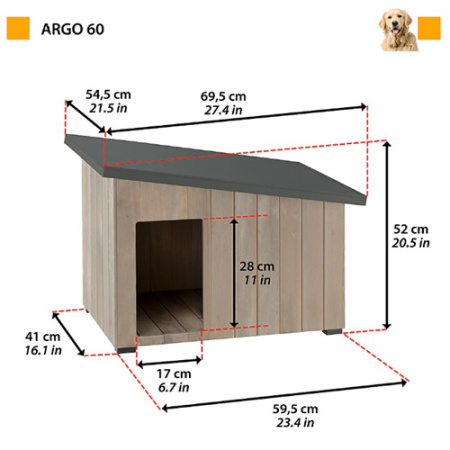 Ξύλινο σπιτάκι σκύλου για εξωτερικούς χώρους - Ferplast Argo 60 (69.5*54.5*52cm)