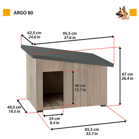 Ξύλινο σπιτάκι σκύλου για εξωτερικούς χώρους - Ferplast Argo 80 (95.5*62.5*67cm)