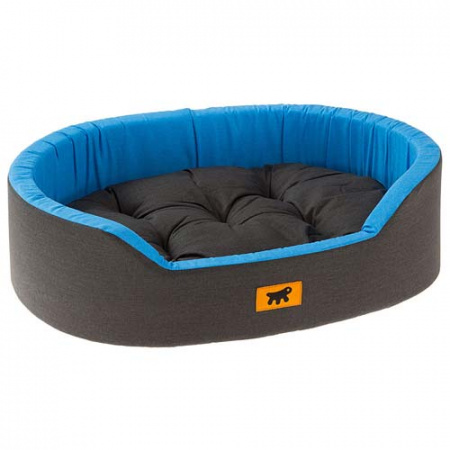 Κρεβάτι σκύλου με σταθερά τοιχώματα και αποσπώμενο μαξιλάρι - Ferplast Dandy (65*46*17cm) Ανθρακί-Μπλε