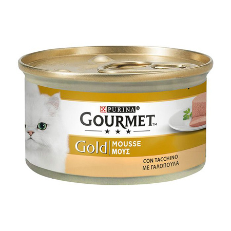 Κονσέρβα γάτας με μους σε διάφορες γεύσεις - Gourmet Gold 85g Γαλοπούλα