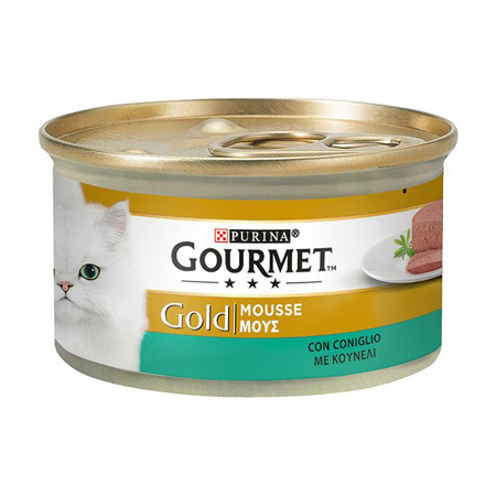 Κονσέρβα γάτας με μους σε διάφορες γεύσεις - Gourmet Gold 85g κουνέλι