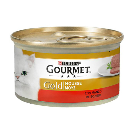 Κονσέρβα γάτας με μους σε διάφορες γεύσεις - Gourmet Gold 85g Βοδινό