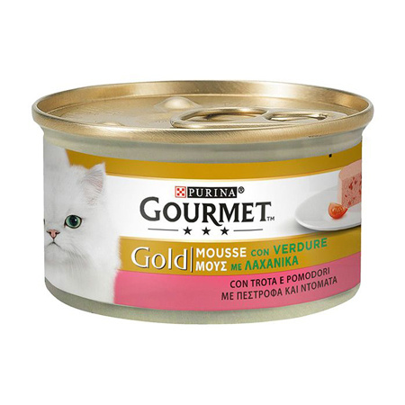 Κονσέρβα γάτας με μους σε διάφορες γεύσεις - Gourmet Gold 85g Πέστροφα