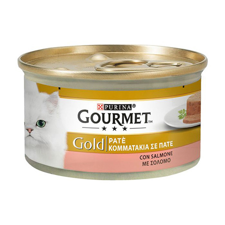 Κονσέρβα γάτας με πατέ σε διάφορες γεύσεις - Gourmet Gold 85g Σολομός