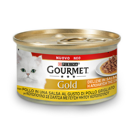 Κονσέρβα γάτας με πλούσια σάλτσα σε διάφορες γεύσεις - Gourmet Gold Απόλαυση της Σάλτσας Κοτόπουλο