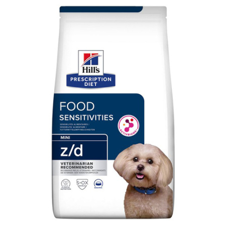Κλινική ξηρά τροφή για μικρόσωμους σκύλους με γαστρεντερικές και δερματολογικές διαταραχές που οφείλονται σε τροφές - Hill's Prescription Diet z/d ActivBiome+ Mini 1kg