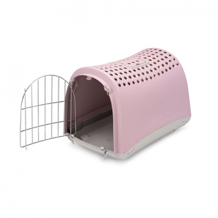 Πλαστικό κλουβί μεταφοράς για μικρά κατοικίδια - Linus (50*32*34.5cm) Ροζ