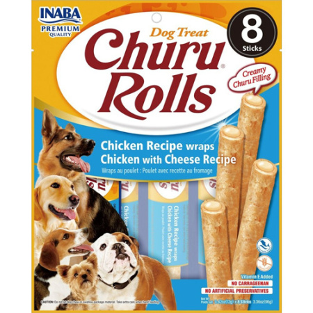 Λιχουδιά σκύλου γεμιστή με κρέμα κοτόπουλο-τυρί - Churu Rolls Chicken & Cheese