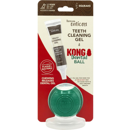 Μπάλα με οδοντικό τζελ για σκύλους - Kong + Tropiclean Enticers Large